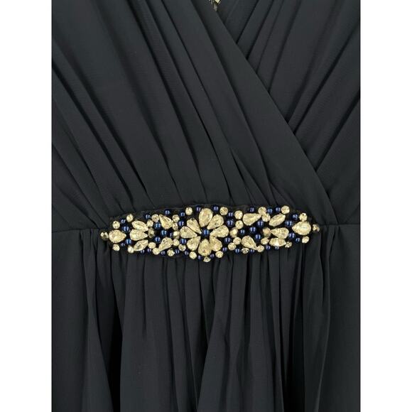 Eliza J Embellished high low chiffon dress gown blue size 8 - Picture 5 of 8